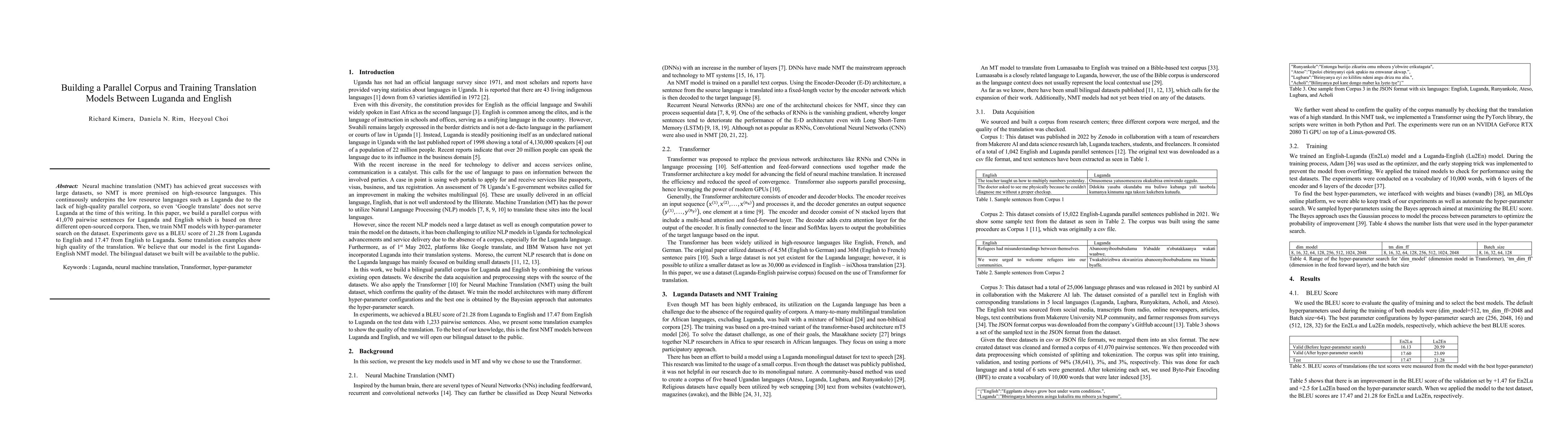 Thumbnail for Building a Parallel Corpus and Training Translation Models Between
  Luganda and English