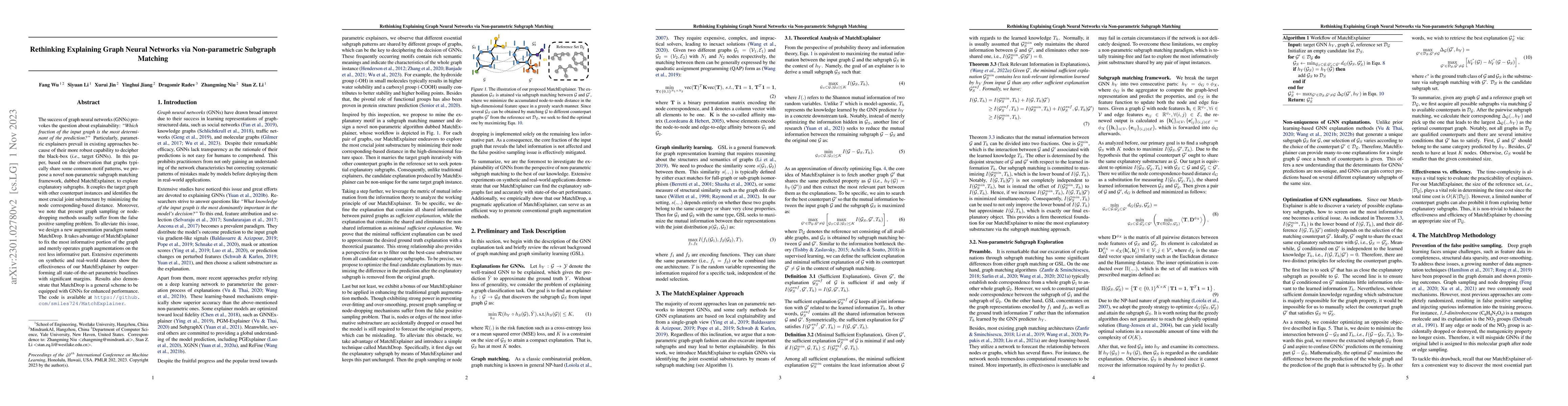Thumbnail for Rethinking Explaining Graph Neural Networks via Non-parametric Subgraph
  Matching