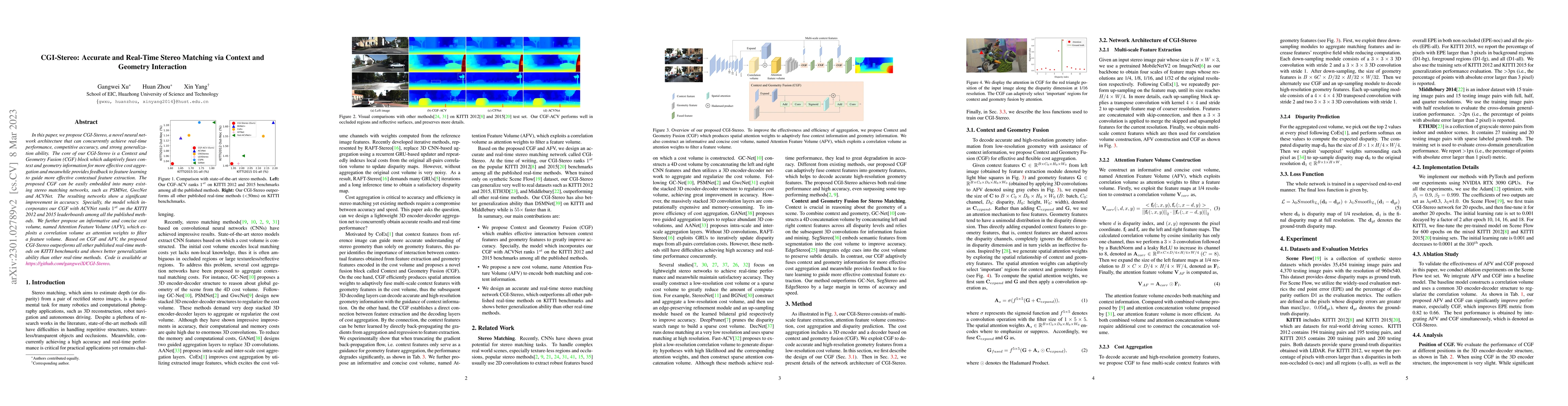 Thumbnail for CGI-Stereo: Accurate and Real-Time Stereo Matching via Context and
  Geometry Interaction
