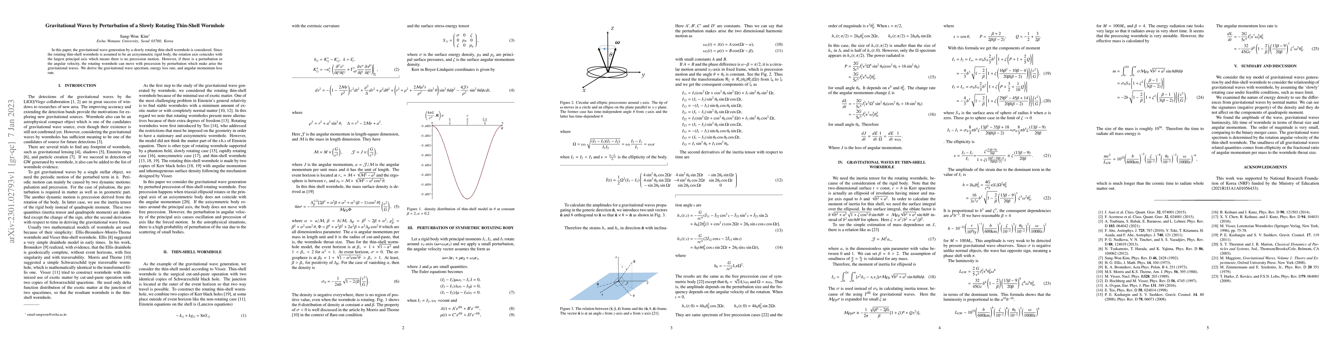 Thumbnail for Gravitational Waves by Perturbation of a Slowly Rotating Thin-Shell
  Wormhole