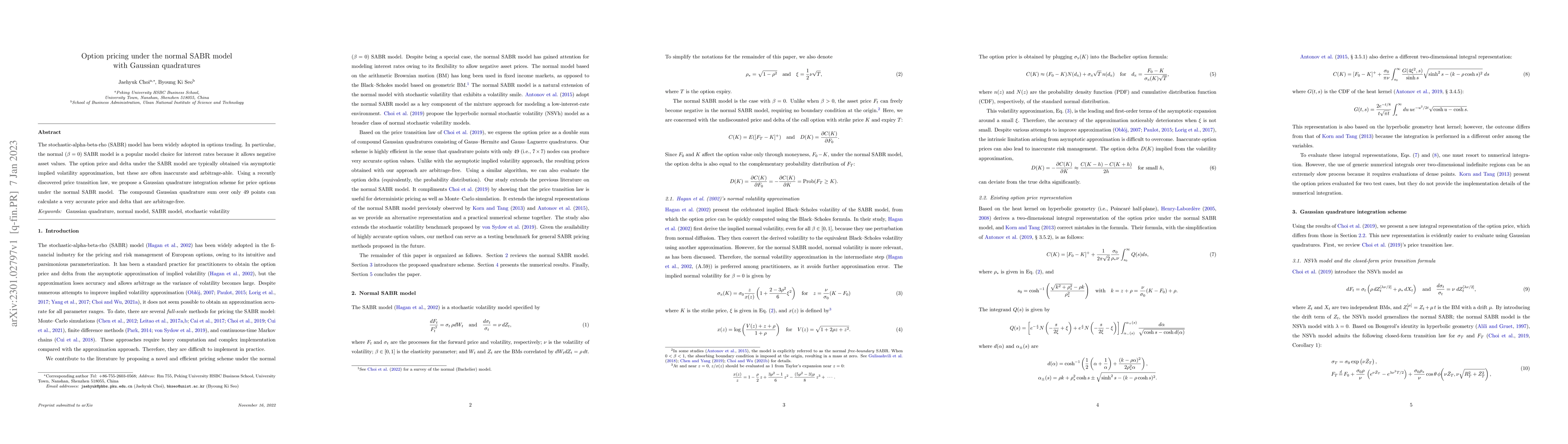 Thumbnail for Option pricing under the normal SABR model with Gaussian quadratures