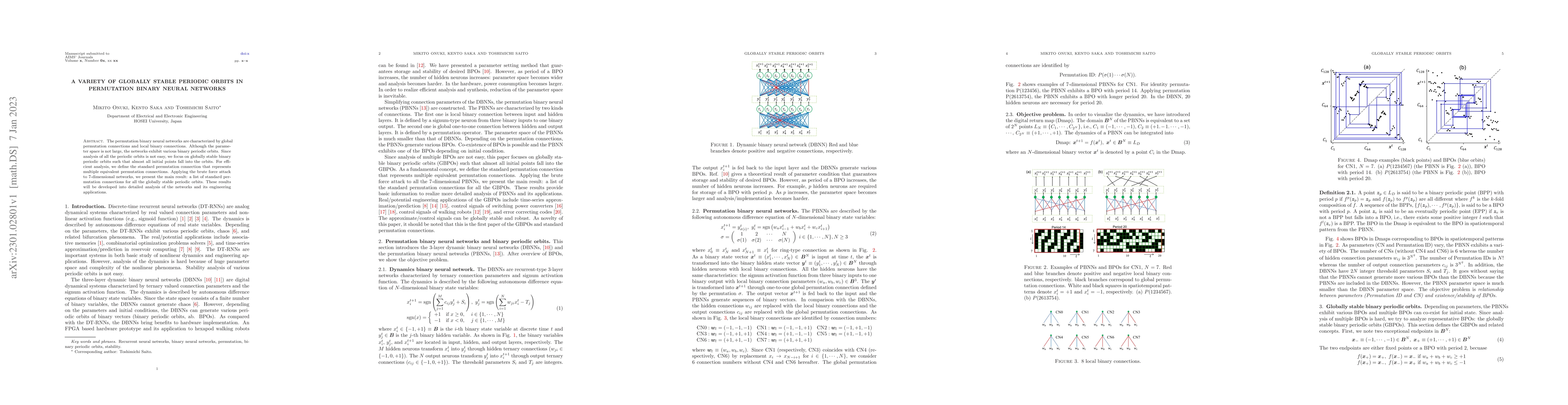 Thumbnail for A variety of globally stable periodic orbits in permutation binary
  neural networks