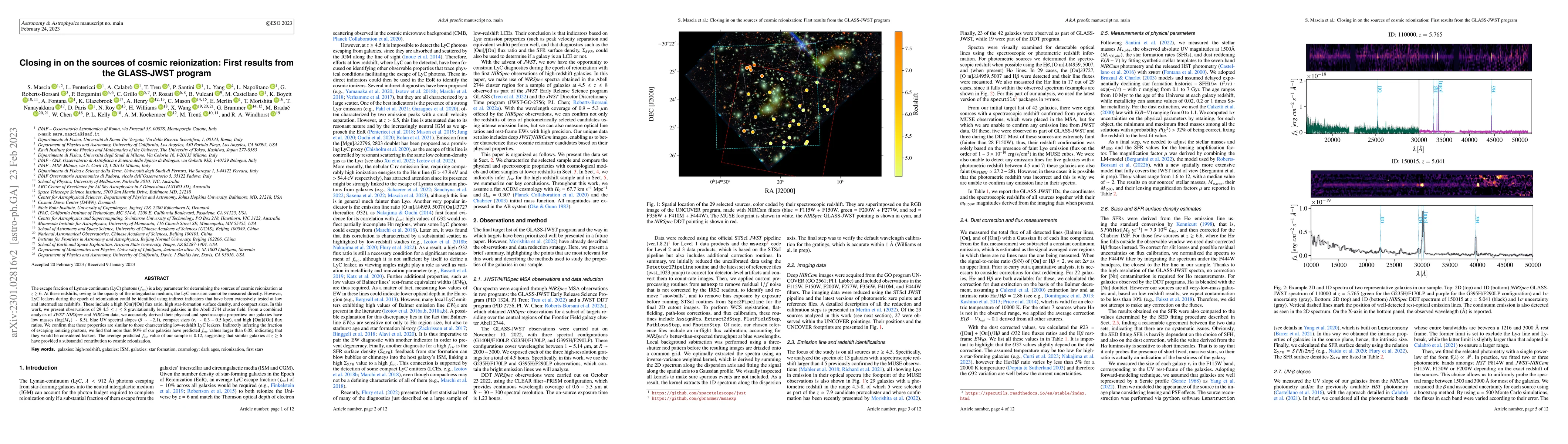 Thumbnail for Closing in on the sources of cosmic reionization: first results from the
  GLASS-JWST program