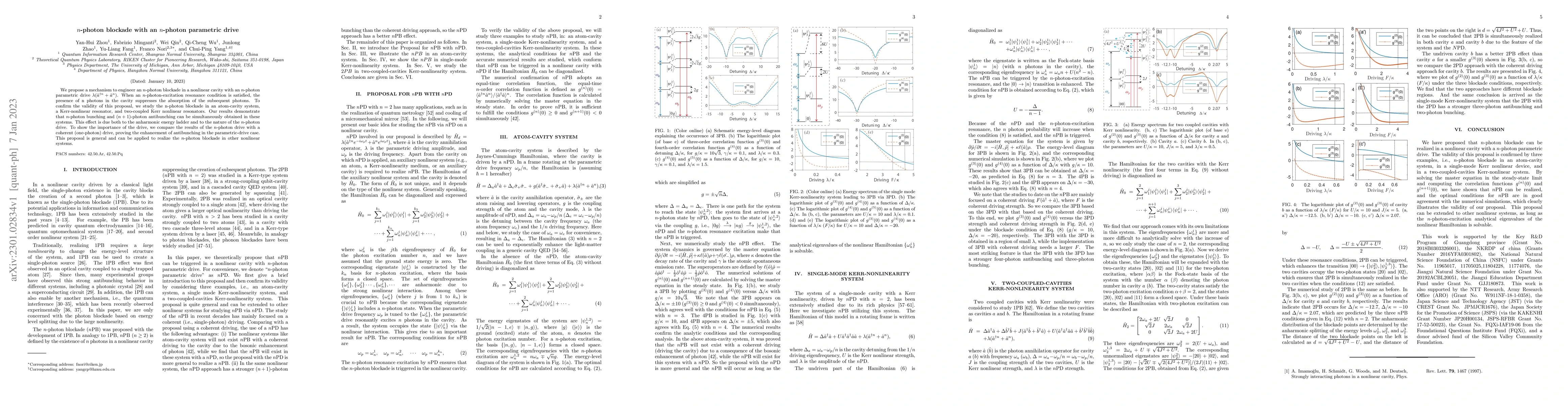 Thumbnail for $n$-photon blockade with an $n$-photon parametric drive