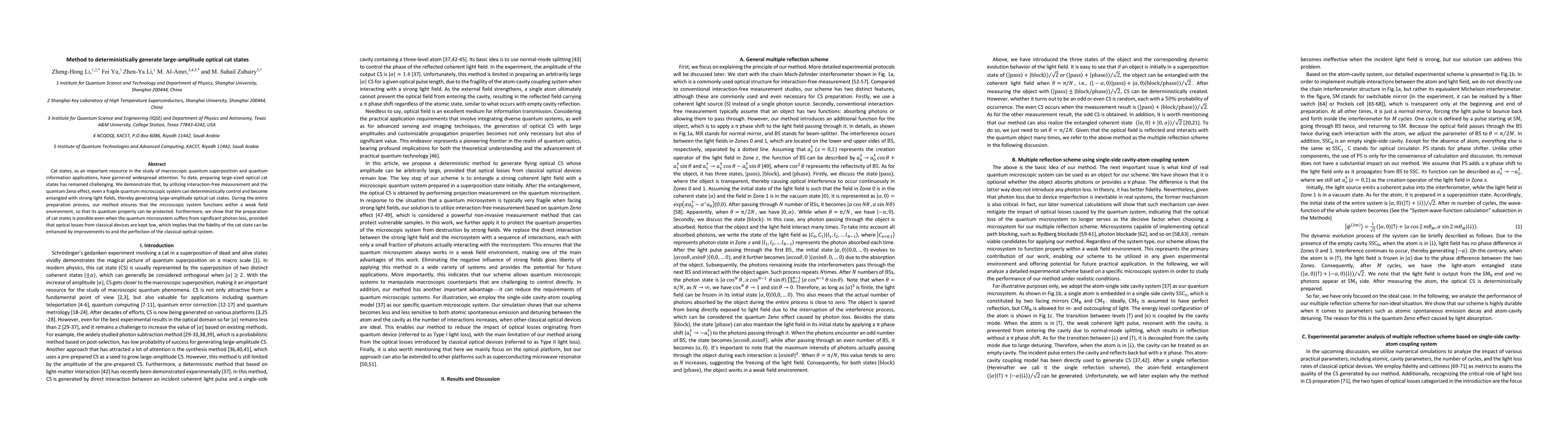 Thumbnail for Method to deterministically generate large-amplitude optical cat states