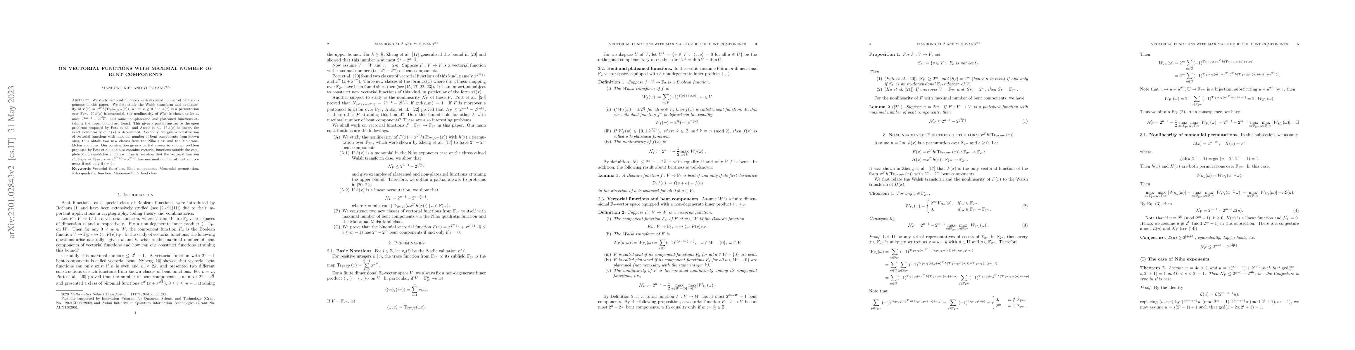 Thumbnail for On vectorial functions with maximal number of bent components