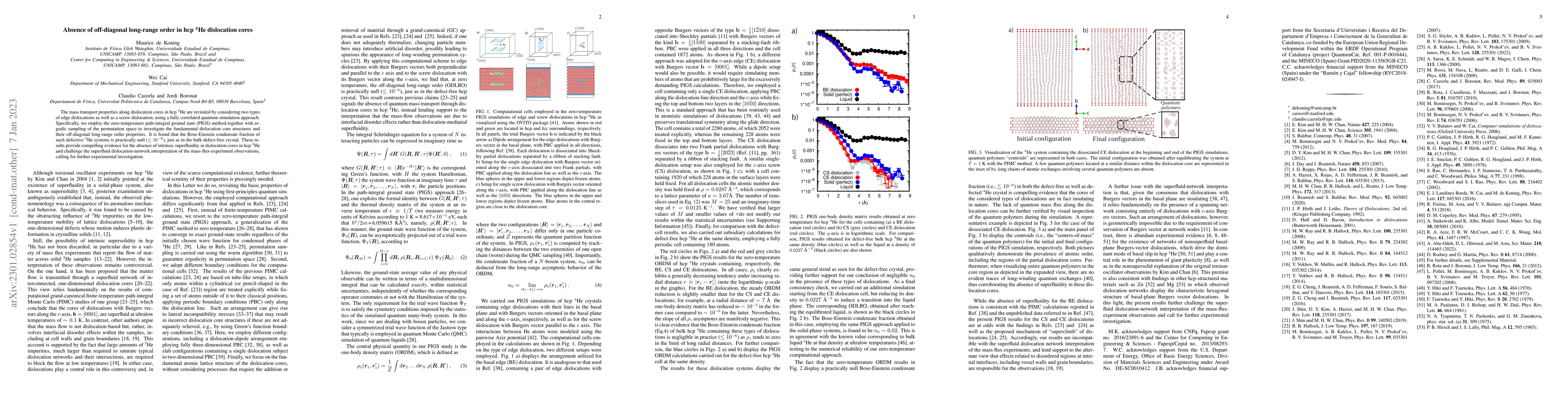Thumbnail for Absence of off-diagonal long-range order in hcp $^{\bf 4}$He dislocation
  cores
