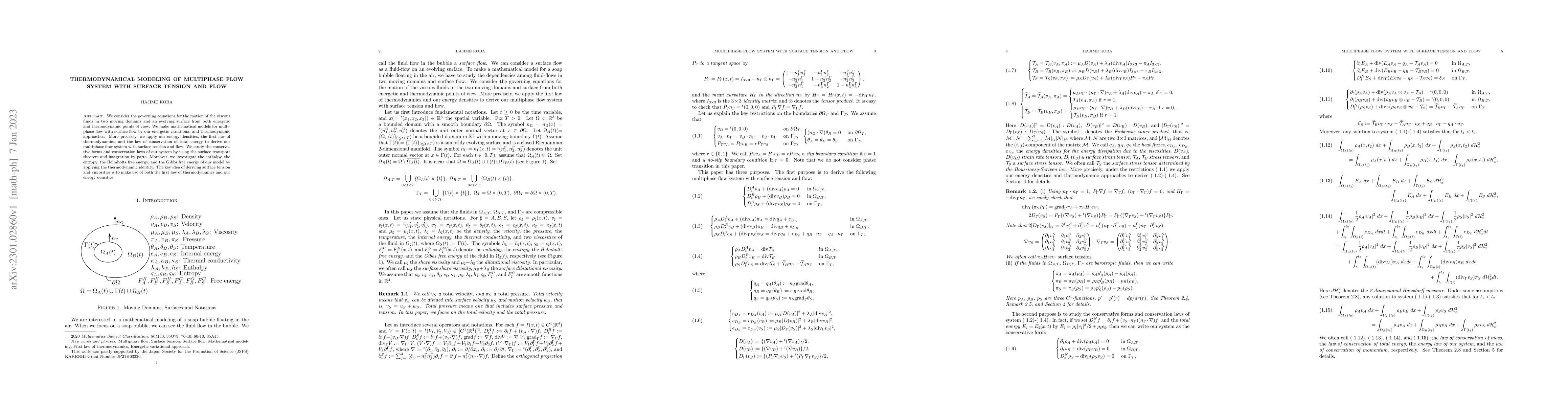 Thumbnail for Thermodynamical Modeling of Multiphase Flow System with Surface Tension
  and Flow