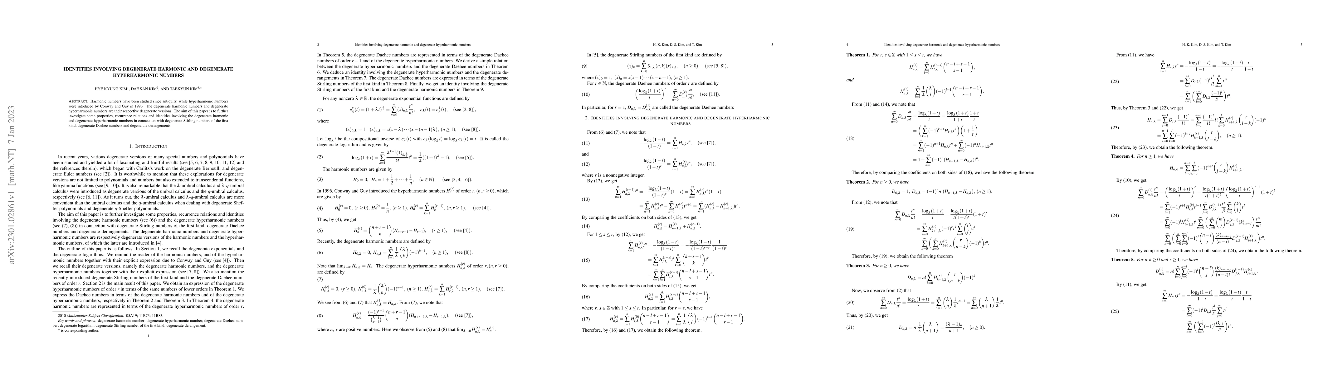 Thumbnail for Identities involving degenerate harmonic and degenerate hyperharmonic
  numbers