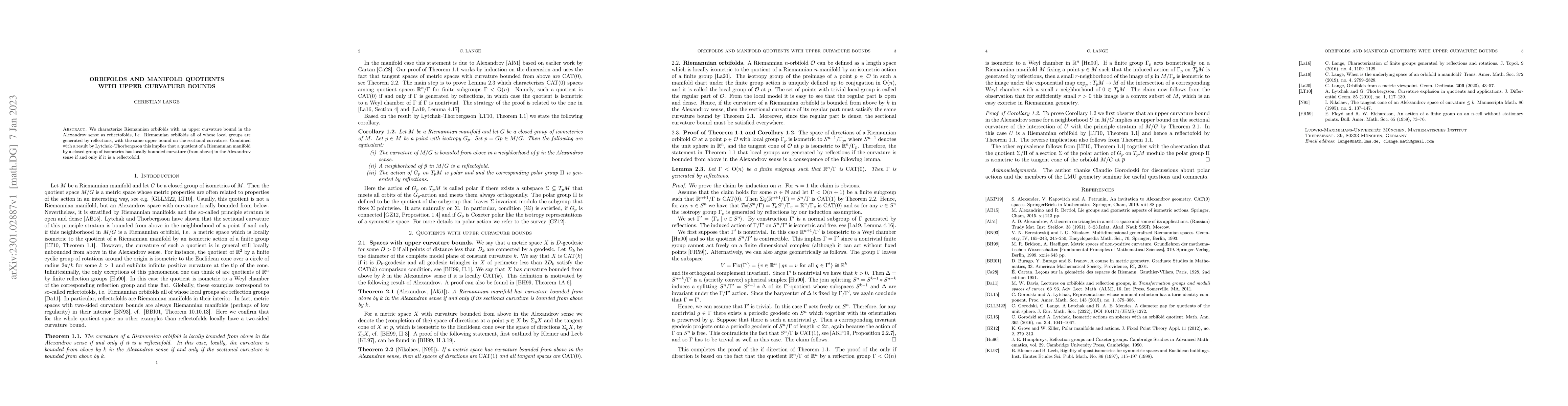 Thumbnail for Orbifolds and manifold quotients with upper curvature bounds
