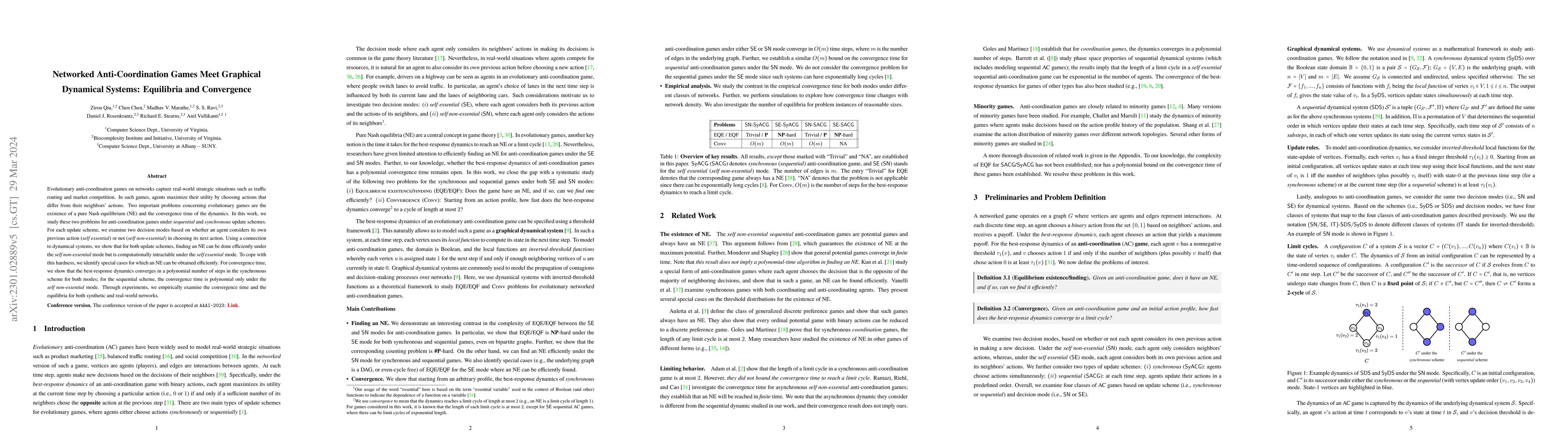 Thumbnail for Networked Anti-Coordination Games Meet Graphical Dynamical Systems:
  Equilibria and Convergence