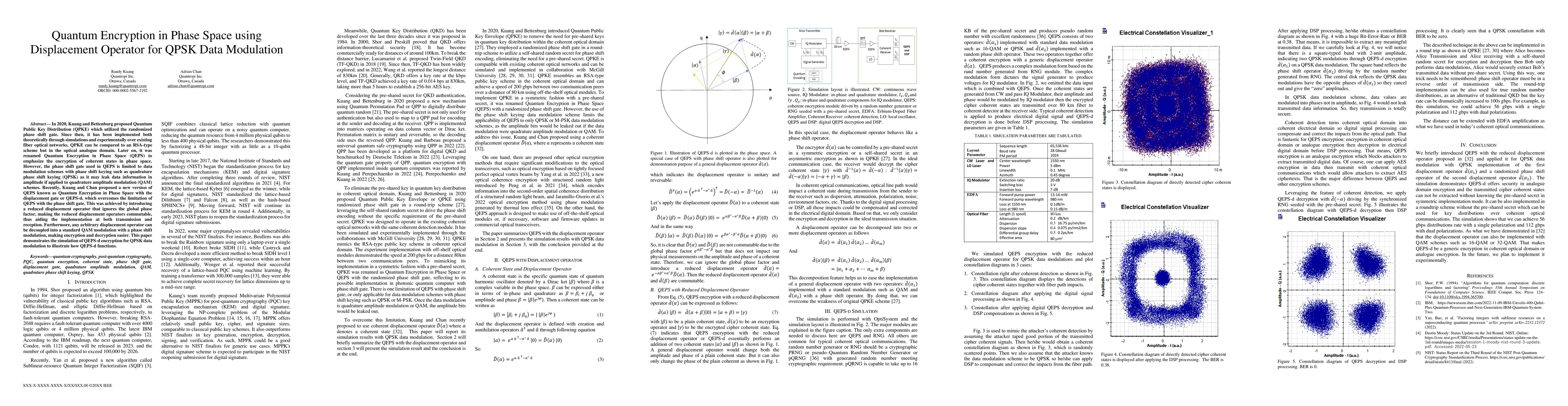 Thumbnail for Quantum Encryption in Phase Space using Displacement Operator for QPSK
  Data Modulation