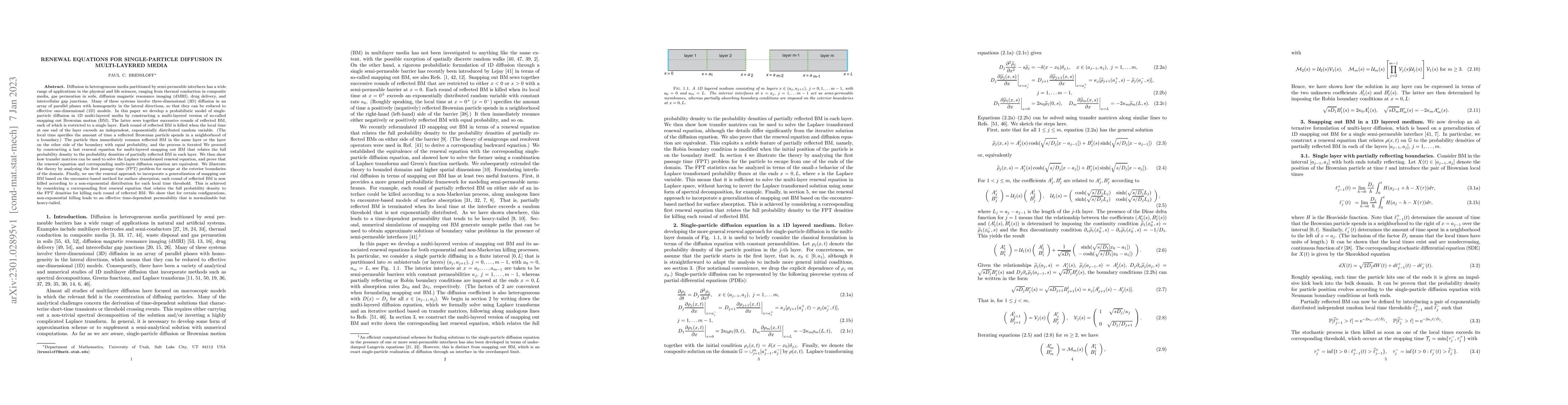 Thumbnail for Renewal equations for single-particle diffusion in multi-layered media