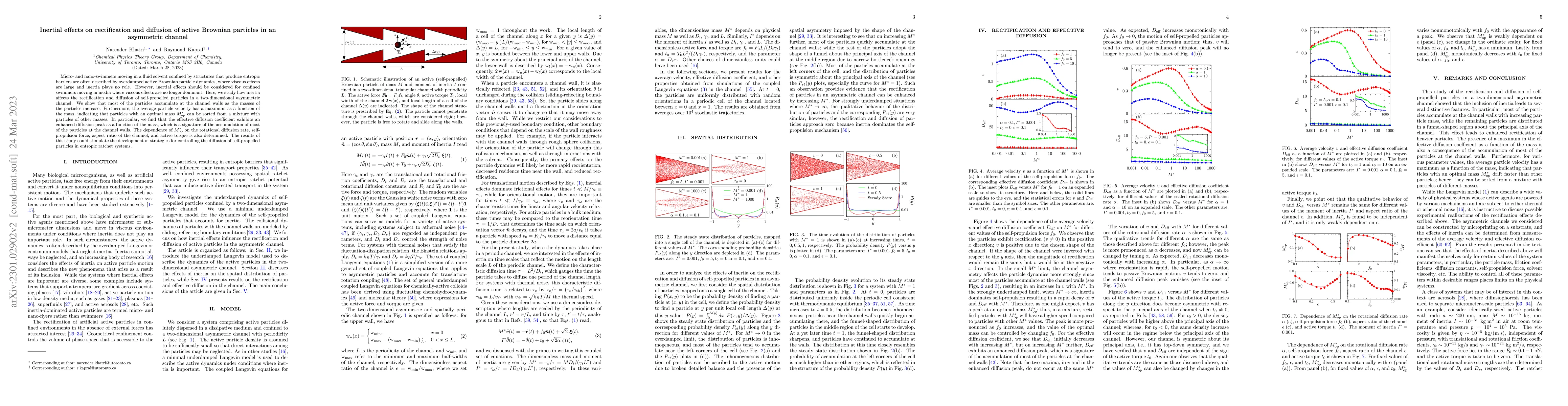 Thumbnail for Inertial effects on rectification and diffusion of active Brownian
  particles in an asymmetric channel