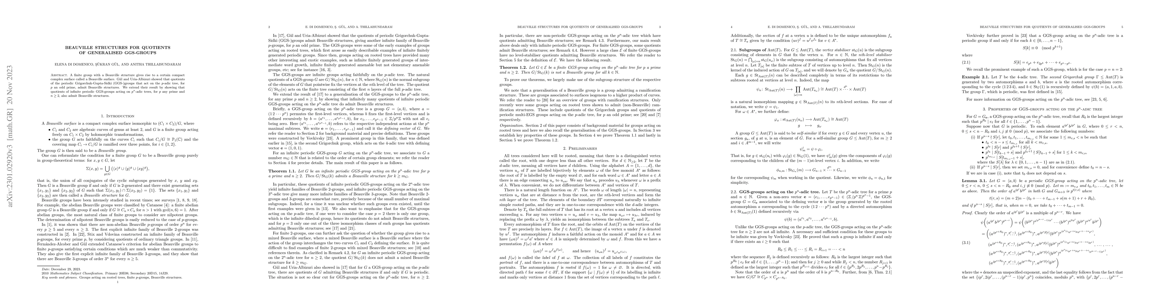 Thumbnail for Beauville structures for quotients of generalised GGS-groups