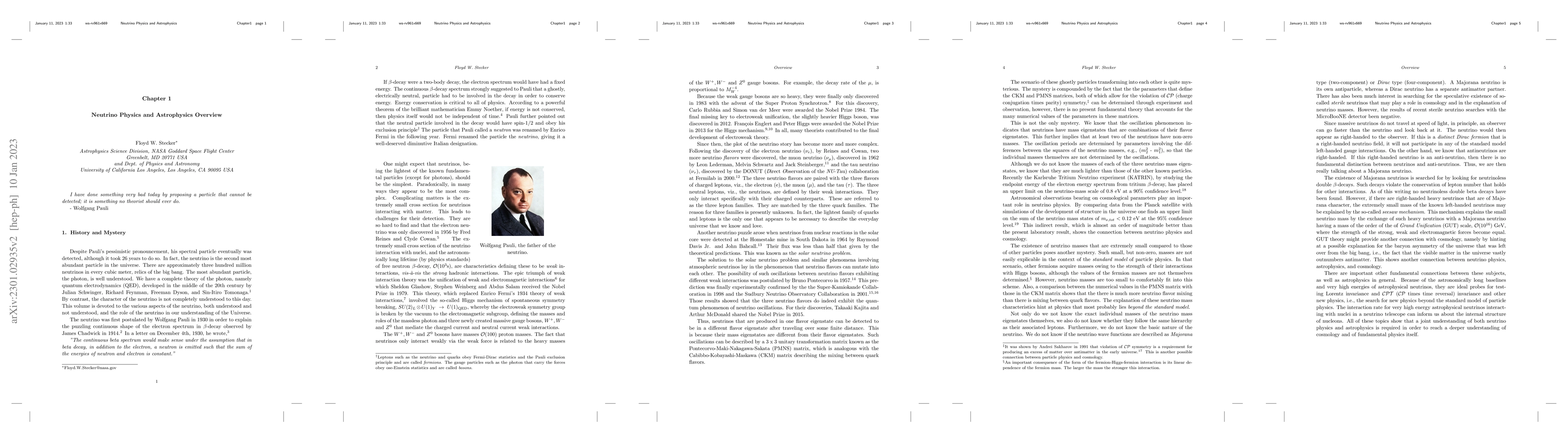 Thumbnail for Neutrino Physics and Astrophysics Overview