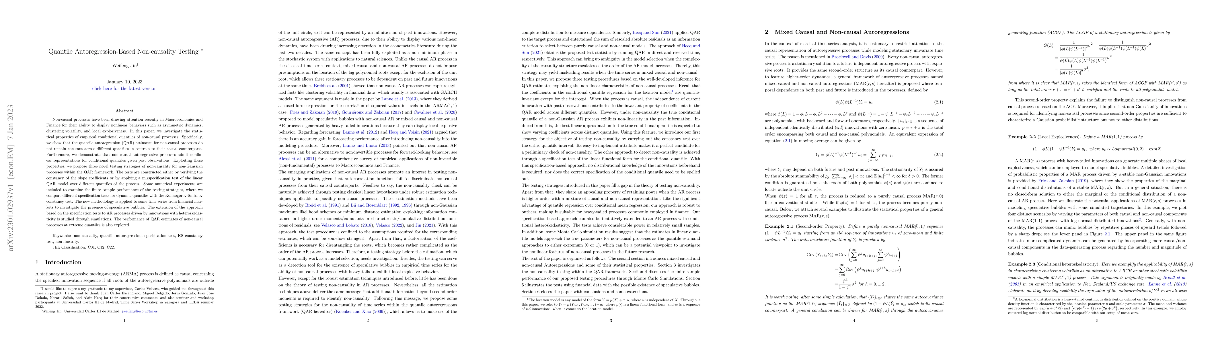 Thumbnail for Quantile Autoregression-based Non-causality Testing