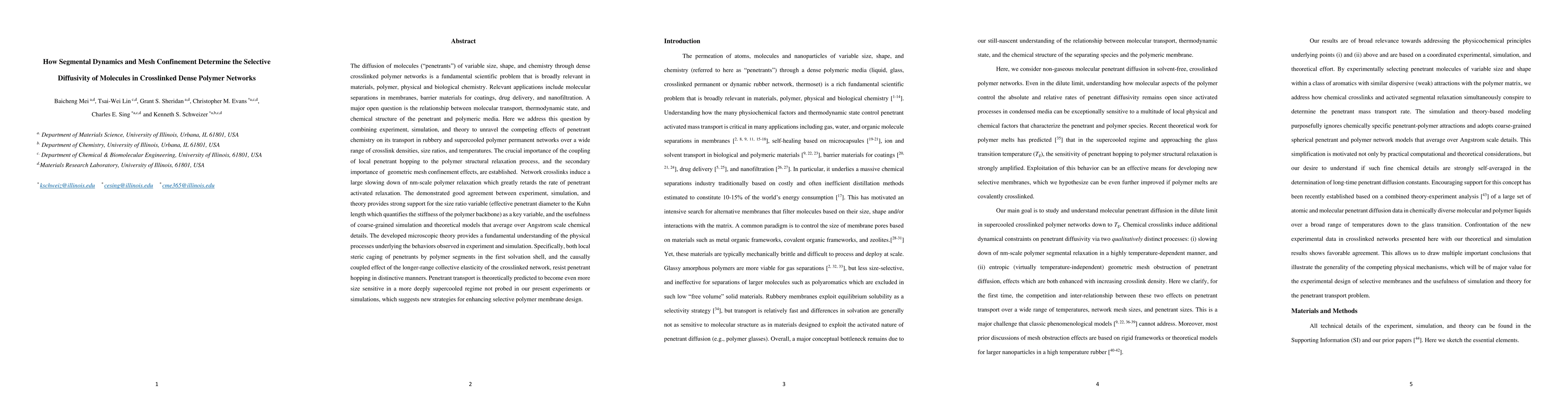 Thumbnail for How Segmental Dynamics and Mesh Confinement Determine the Selective
  Diffusivity of Molecules in Crosslinked Dense Polymer Networks