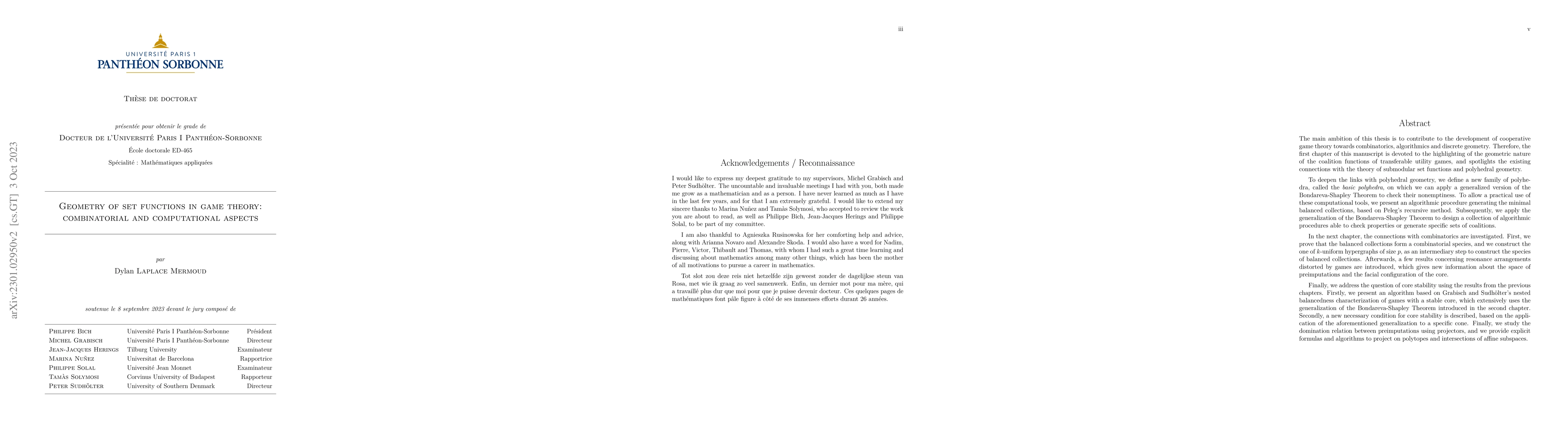 Thumbnail for Geometry of Set Functions in Game Theory: Combinatorial and
  Computational Aspects