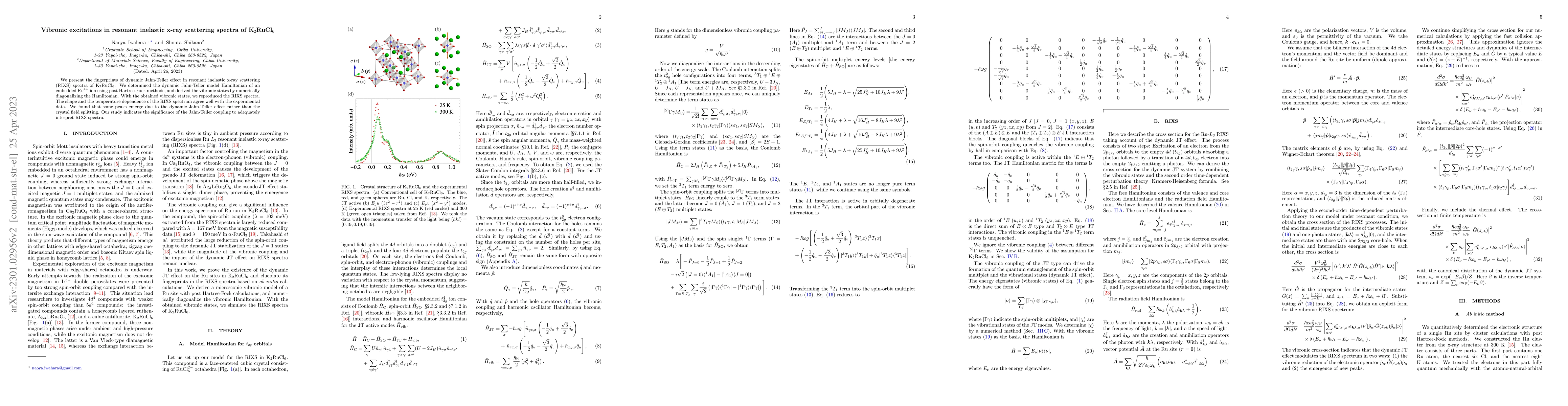 Thumbnail for Vibronic excitations in resonant inelastic x-ray scattering spectra of
  K$_2$RuCl$_6$
