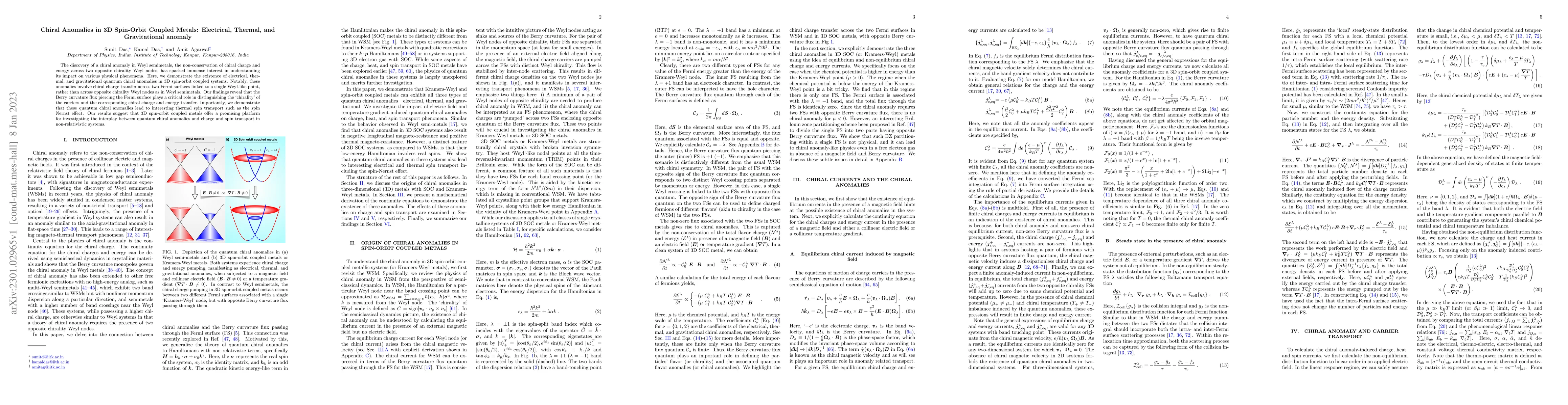 Thumbnail for Chiral anomalies in 3D spin-orbit coupled metals: electrical, thermal,
  and gravitational anomaly