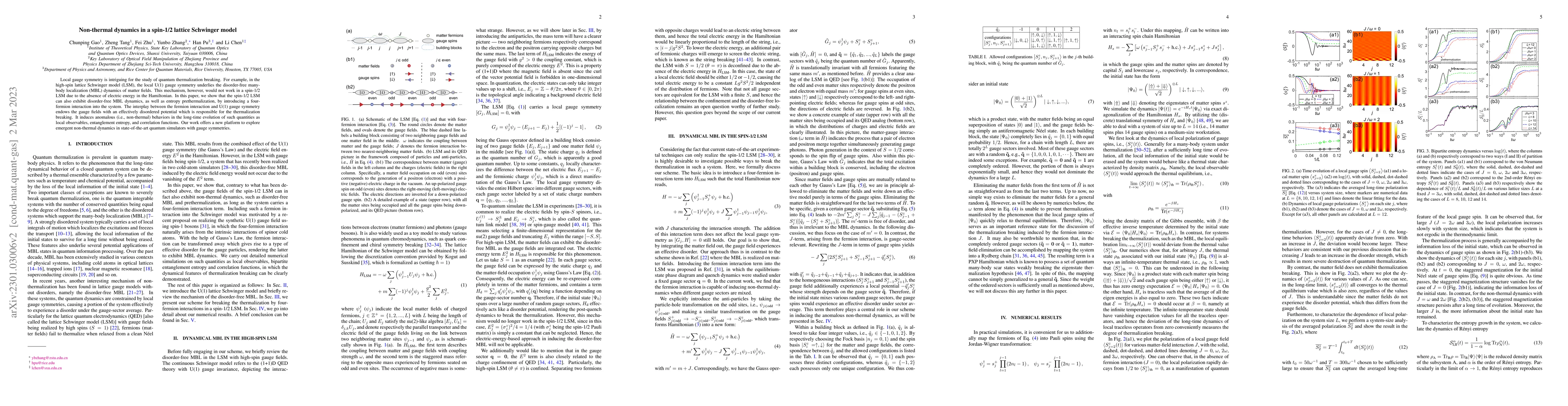 Thumbnail for Non-thermal dynamics in a spin-1/2 lattice Schwinger model