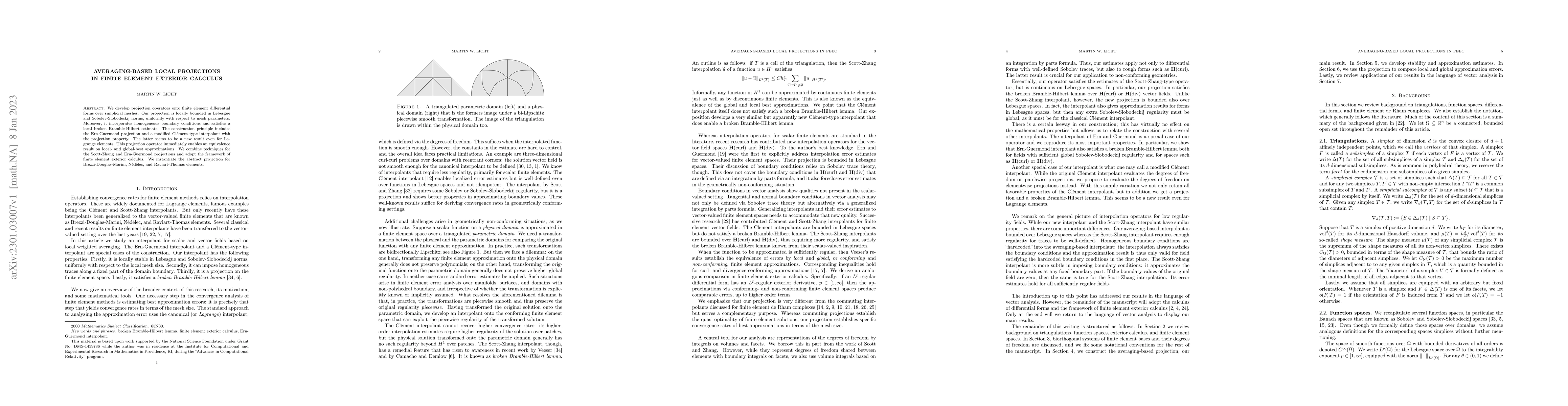 Thumbnail for Averaging-based local projections in finite element exterior calculus