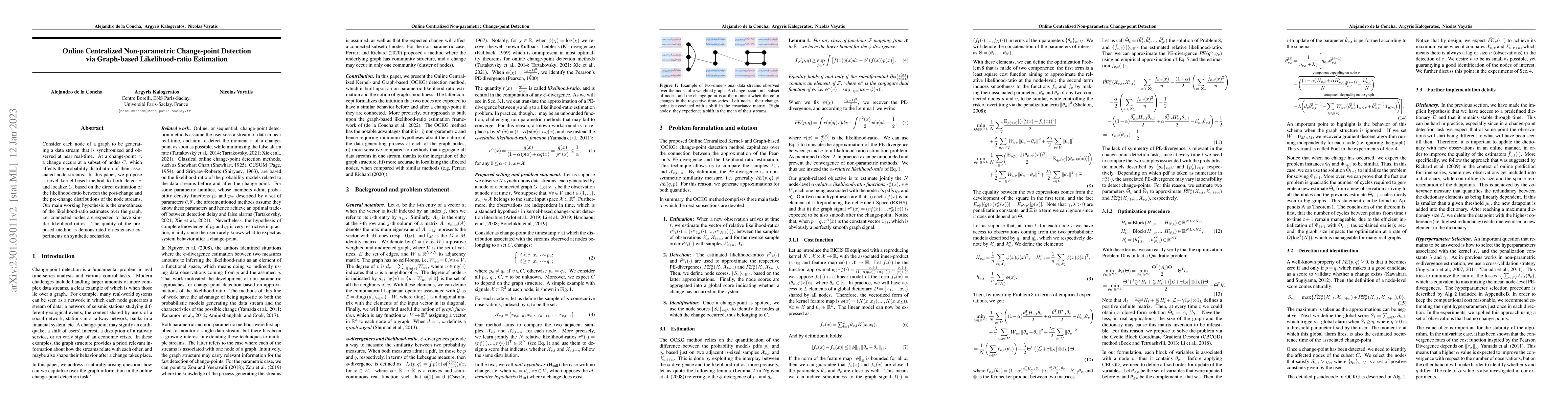 Thumbnail for Online Centralized Non-parametric Change-point Detection via Graph-based
  Likelihood-ratio Estimation
