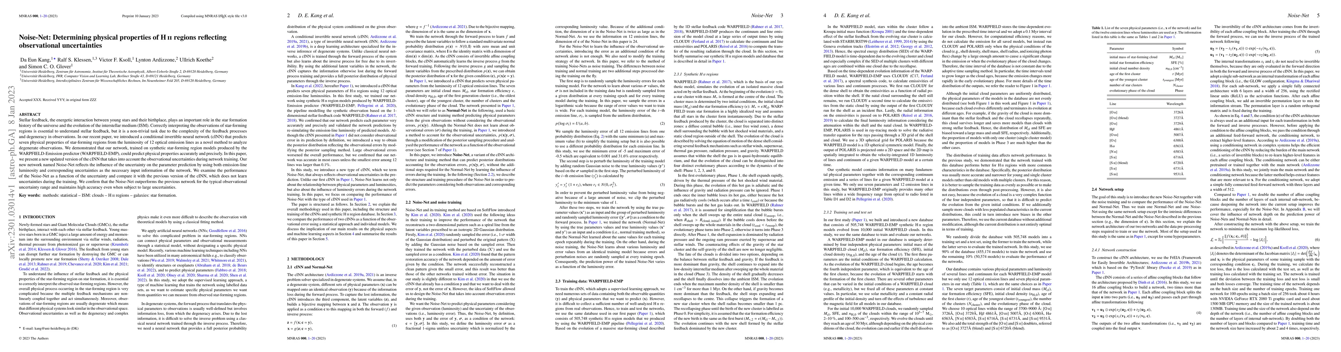 Thumbnail for Noise-Net: Determining physical properties of HII regions reflecting
  observational uncertainties