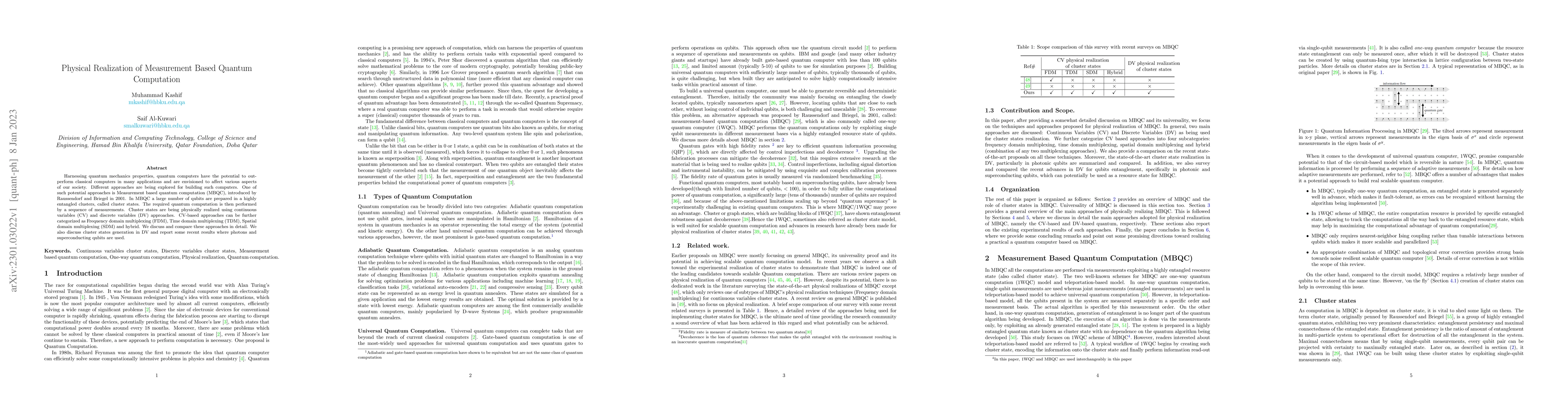 Thumbnail for Physical Realization of Measurement Based Quantum Computation