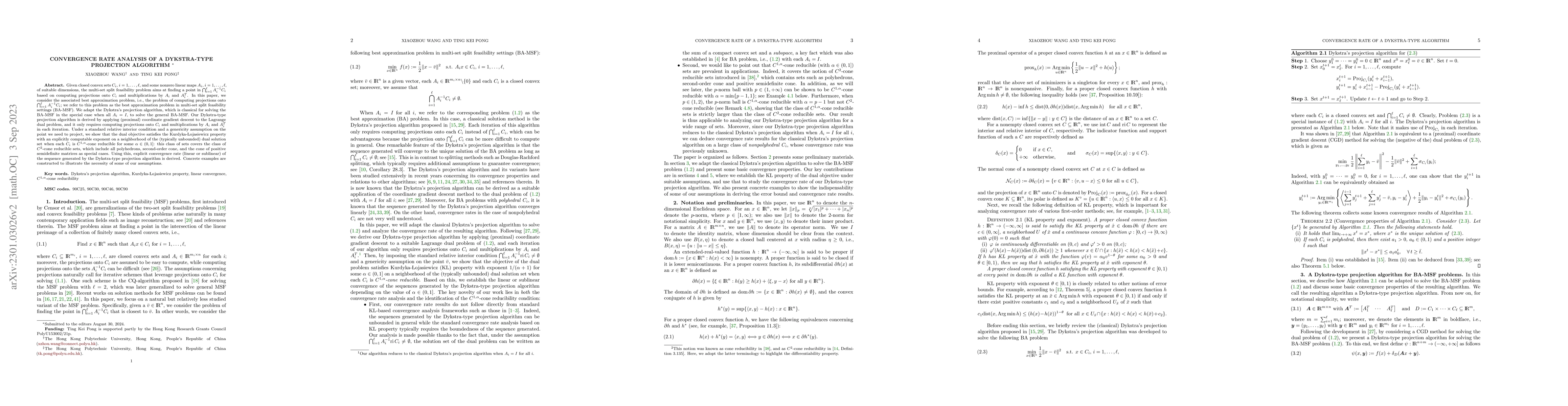 Thumbnail for Convergence rate analysis of a Dykstra-type projection algorithm