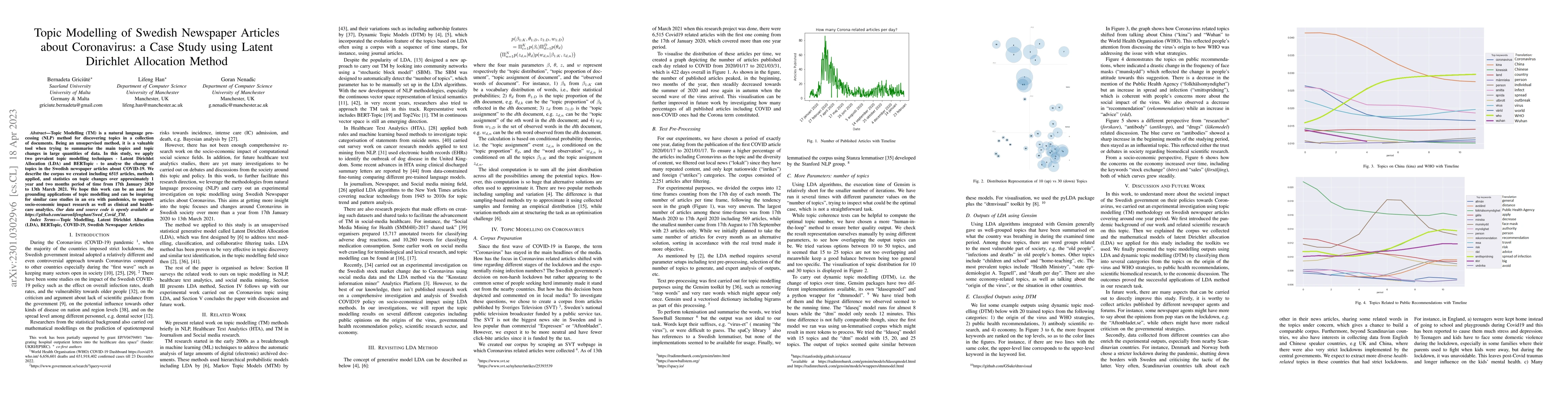 Thumbnail for Topic Modelling of Swedish Newspaper Articles about Coronavirus: a Case
  Study using Latent Dirichlet Allocation Method