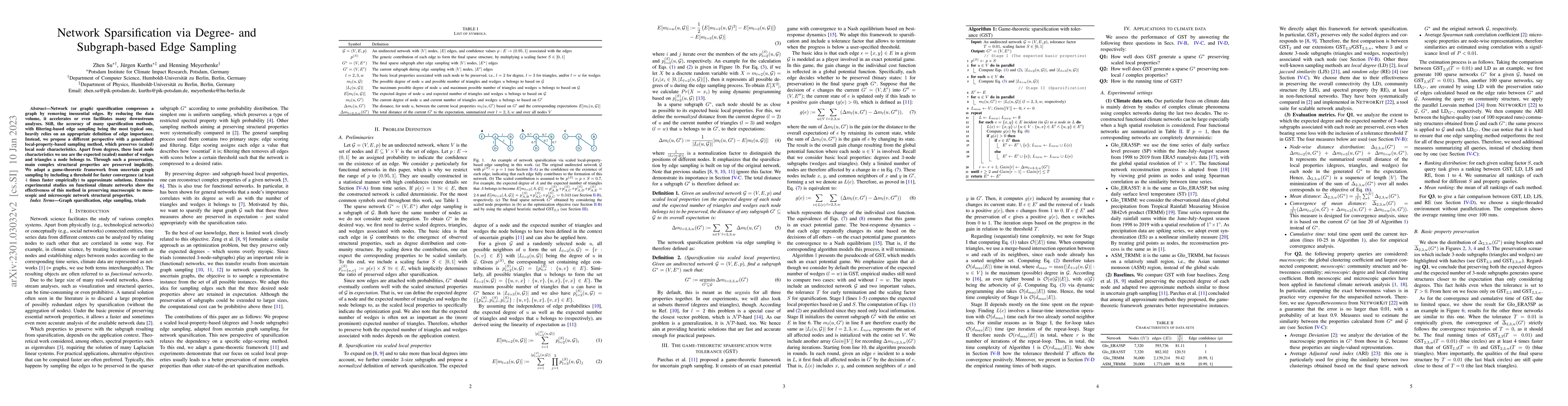 Thumbnail for Network Sparsification via Degree- and Subgraph-based Edge Sampling