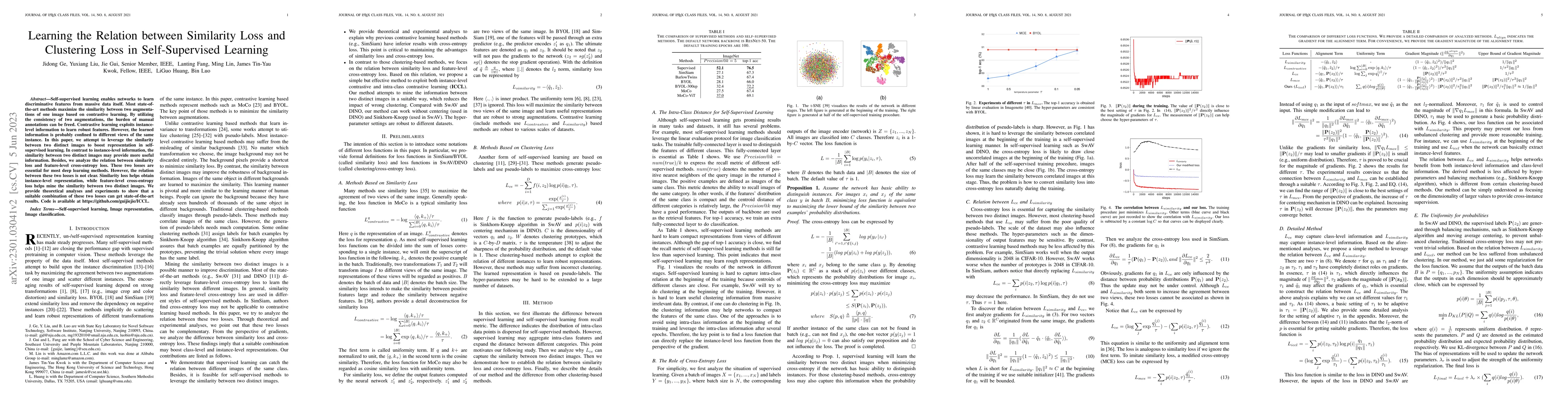 Thumbnail for Learning the Relation between Similarity Loss and Clustering Loss in
  Self-Supervised Learning