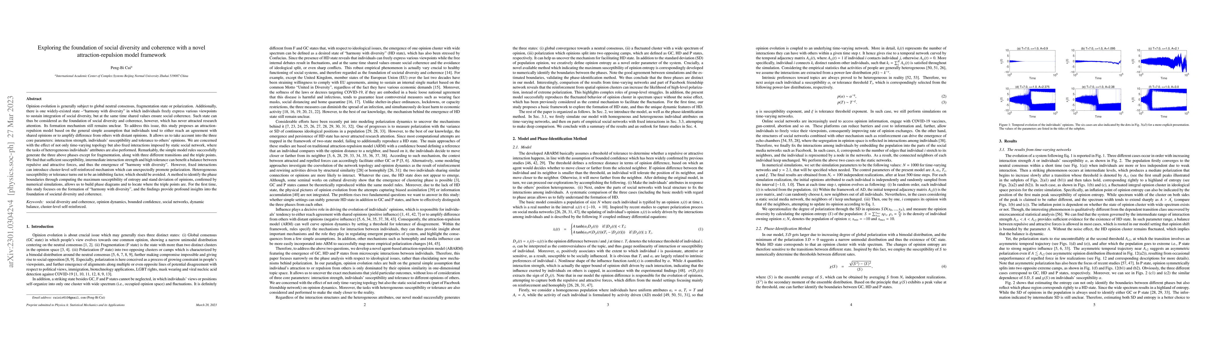 Thumbnail for Exploring the foundation of social diversity and coherence with a novel
  attraction-repulsion model framework