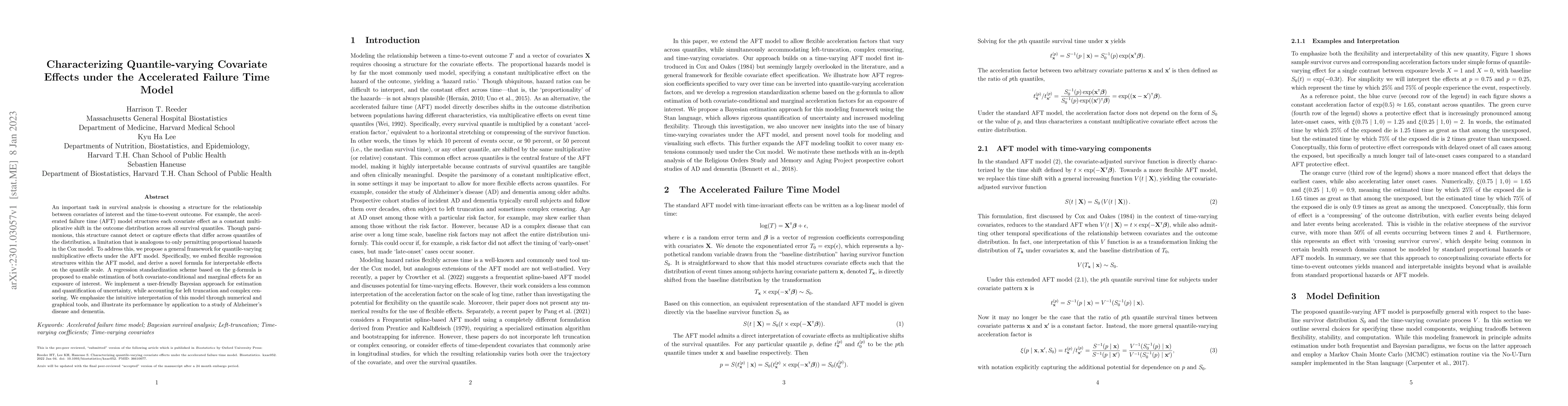 Thumbnail for Characterizing quantile-varying covariate effects under the accelerated
  failure time model