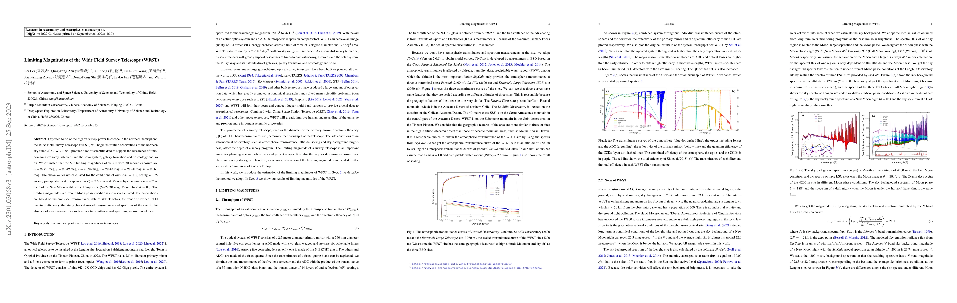 Thumbnail for Limiting Magnitudes of the Wide Field Survey Telescope (WFST)