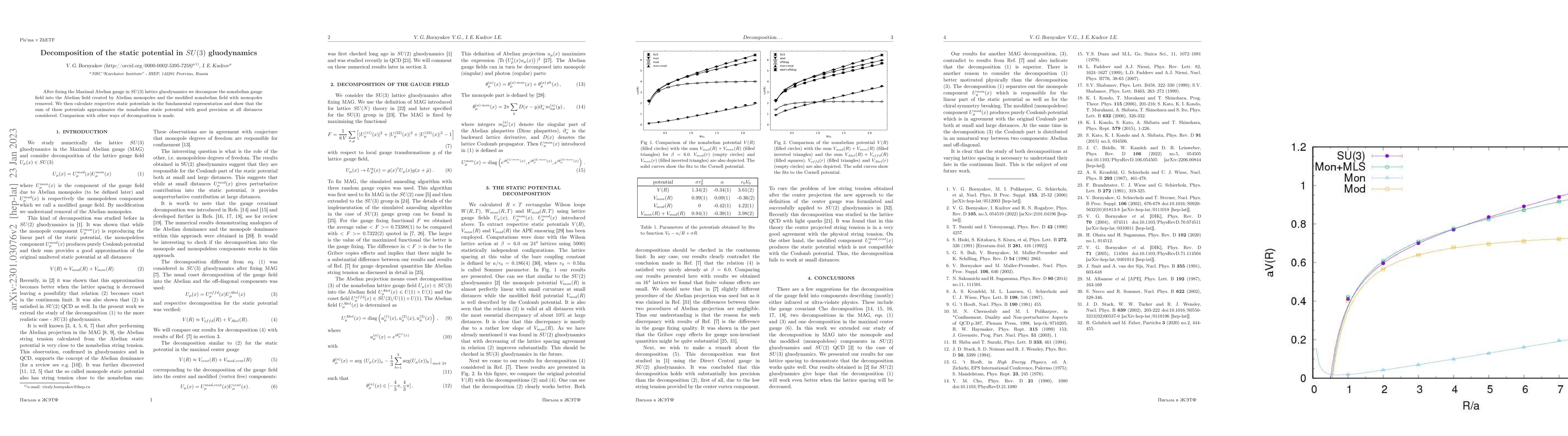 Thumbnail for Decomposition of the static potential in SU(3) gluodynamics