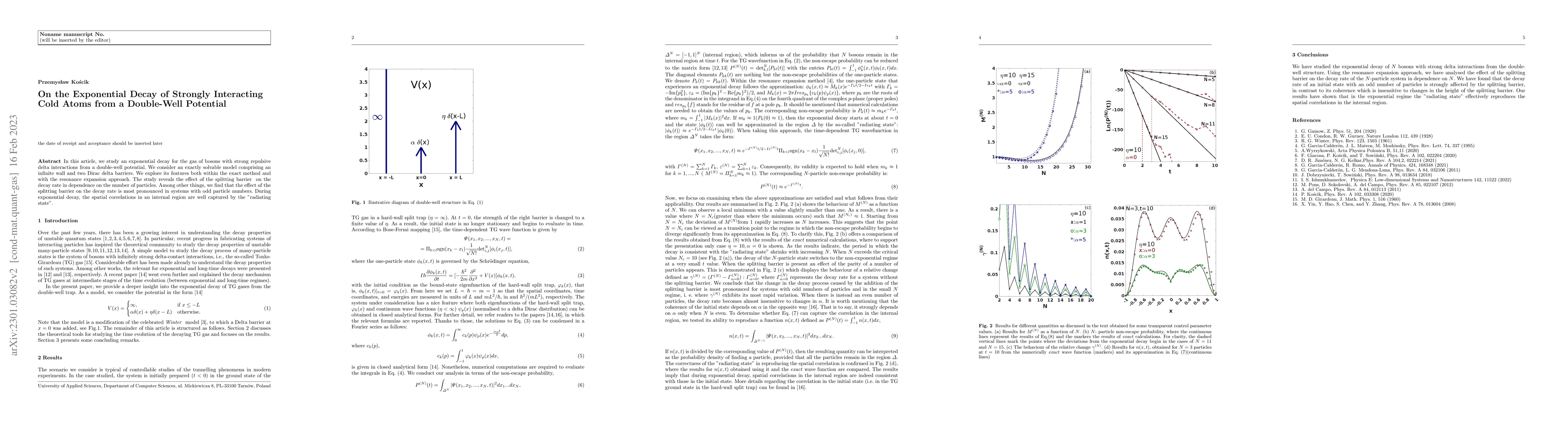 Thumbnail for On the Exponential Decay of Strongly Interacting Cold Atoms from a
  Double-Well Potential