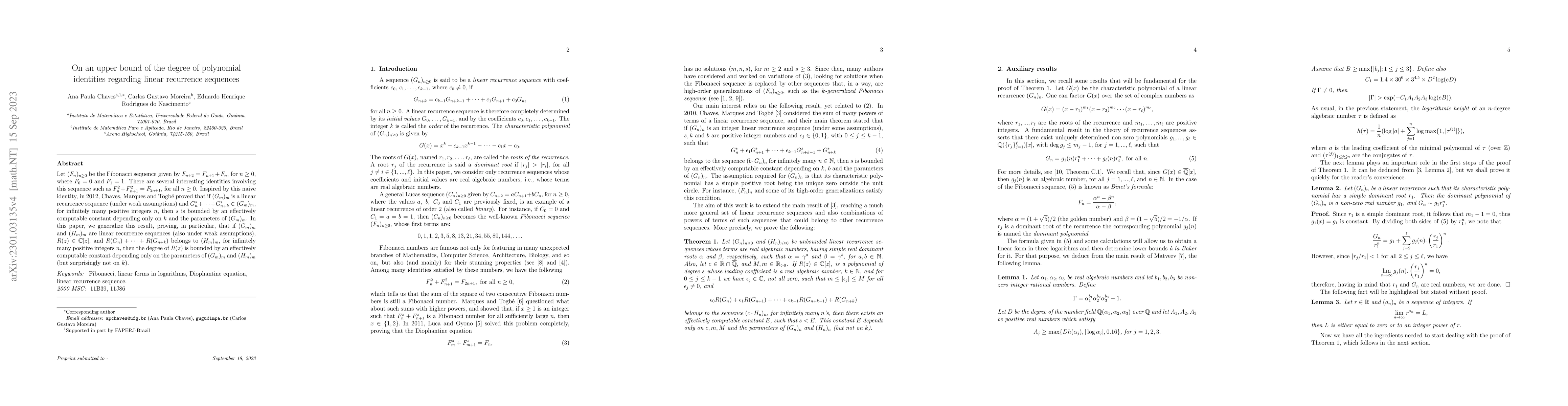 Thumbnail for On an upper bound of the degree of polynomial identities regarding
  linear recurrence sequences