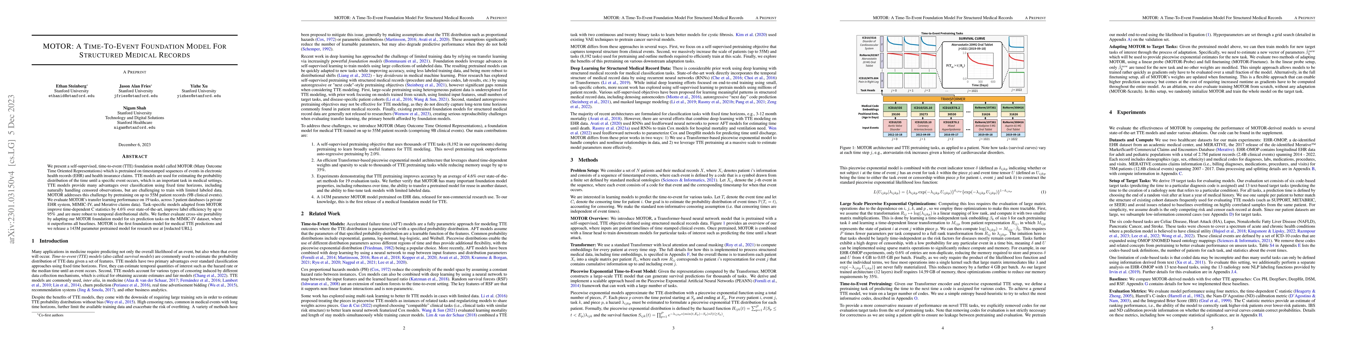 Thumbnail for MOTOR: A Time-To-Event Foundation Model For Structured Medical Records