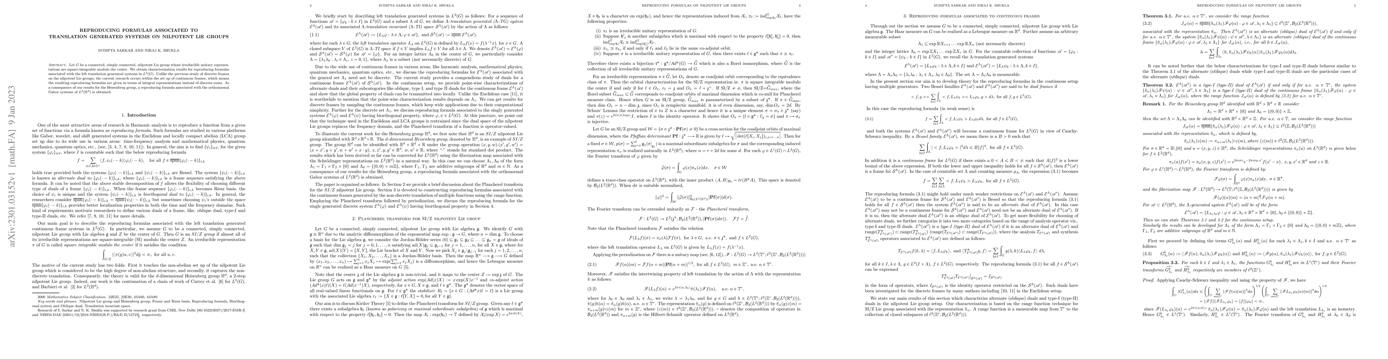 Thumbnail for Reproducing formulas associated to translation generated systems on
  Nilpotent Lie Groups
