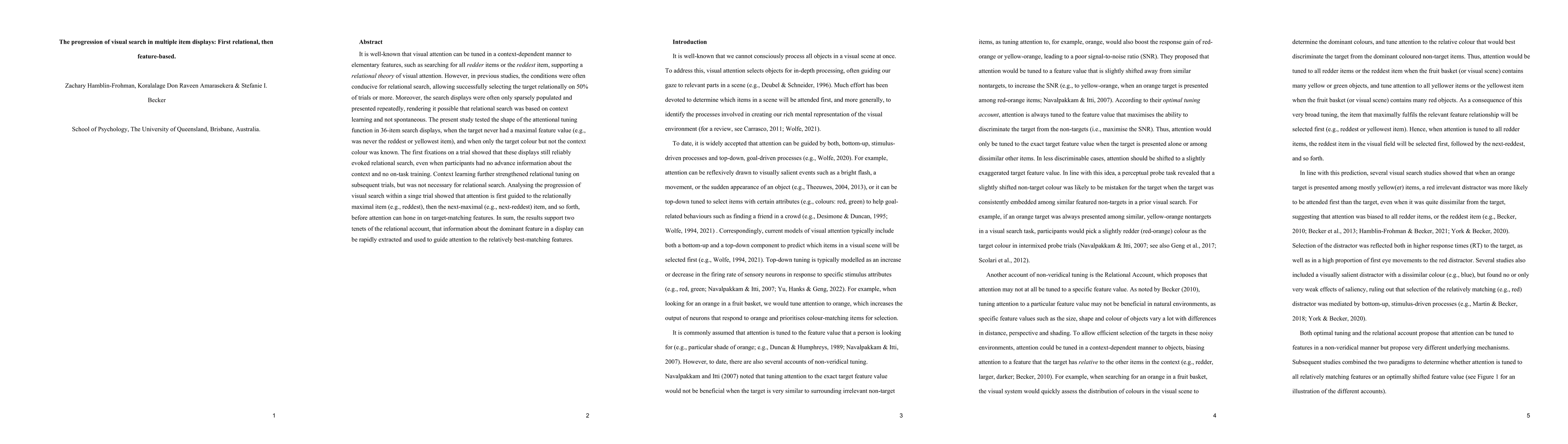 Thumbnail for The progression of visual search in multiple item displays: First
  relational, then feature-based