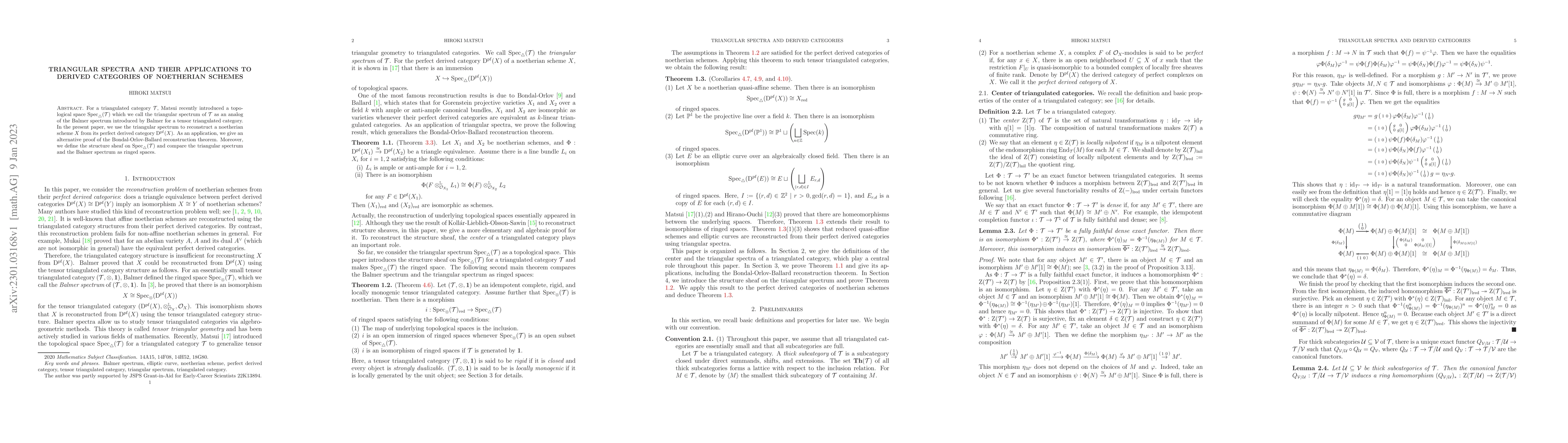 Thumbnail for Triangular spectra and their applications to derived categories of
  noetherian schemes