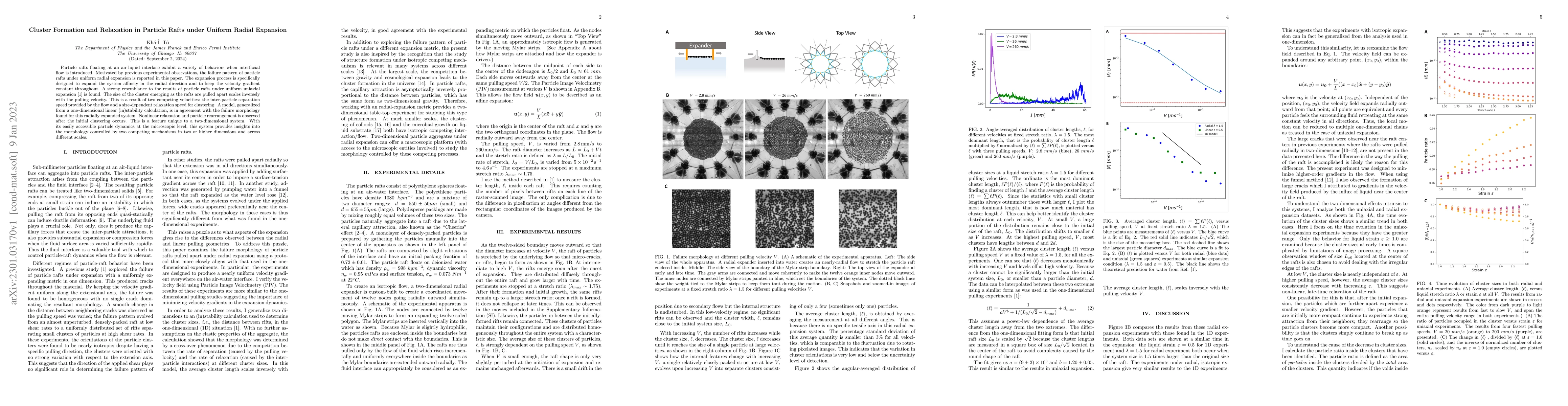 Thumbnail for Cluster Formation and Relaxation in Particle Rafts under Uniform Radial
  Expansion