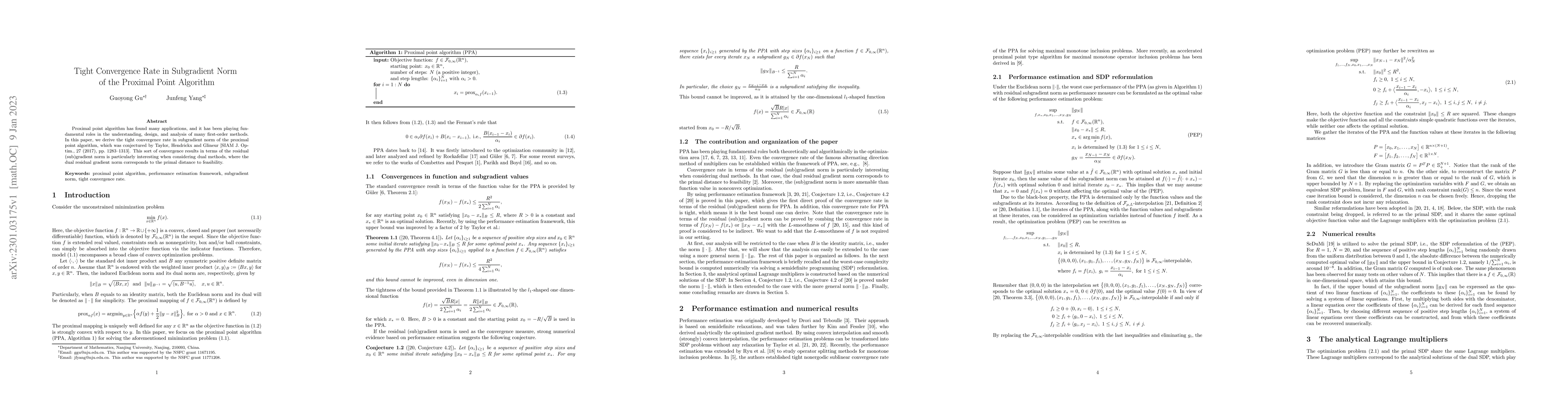 Thumbnail for Tight Convergence Rate in Subgradient Norm of the Proximal Point
  Algorithm