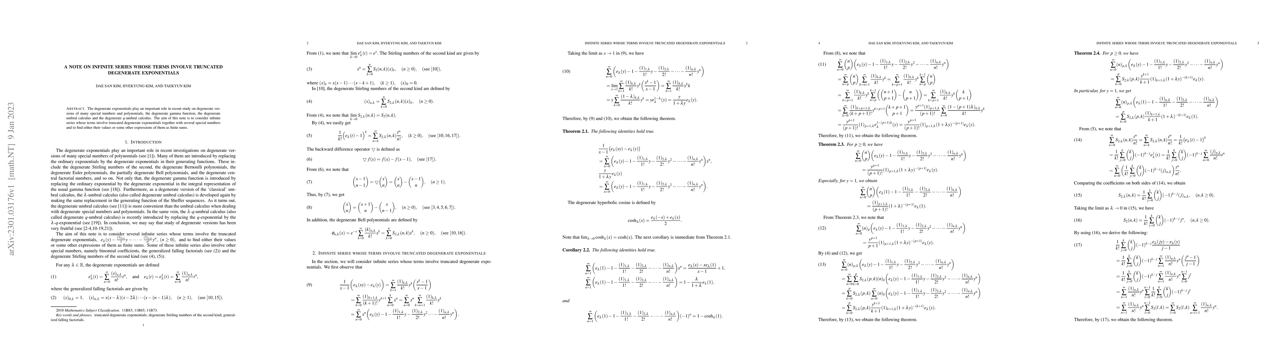 Thumbnail for A note on infinite series whose terms involve truncated degenerate
  exponentials