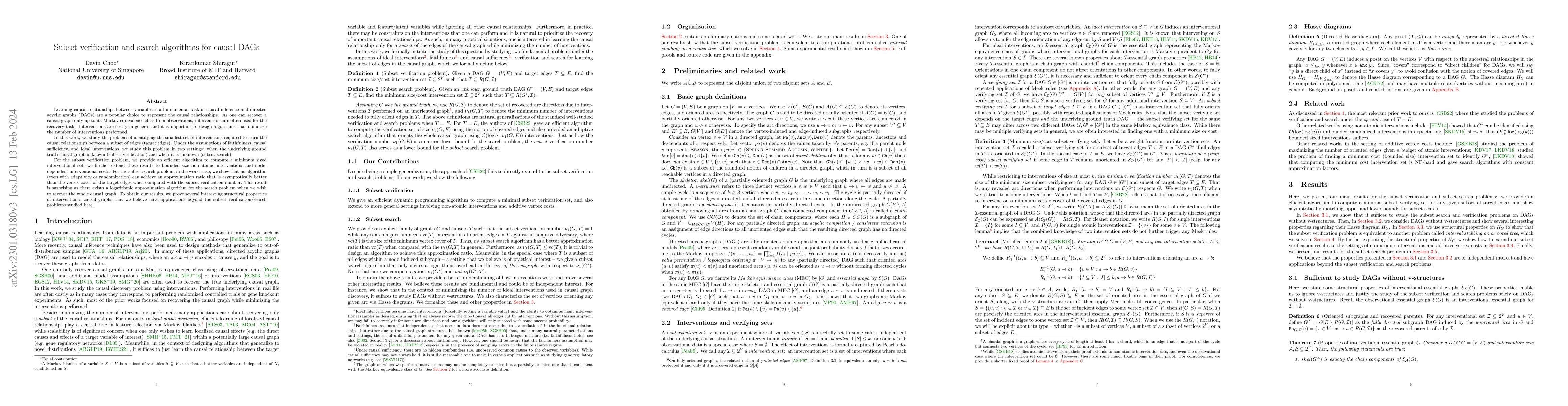 Thumbnail for Subset verification and search algorithms for causal DAGs