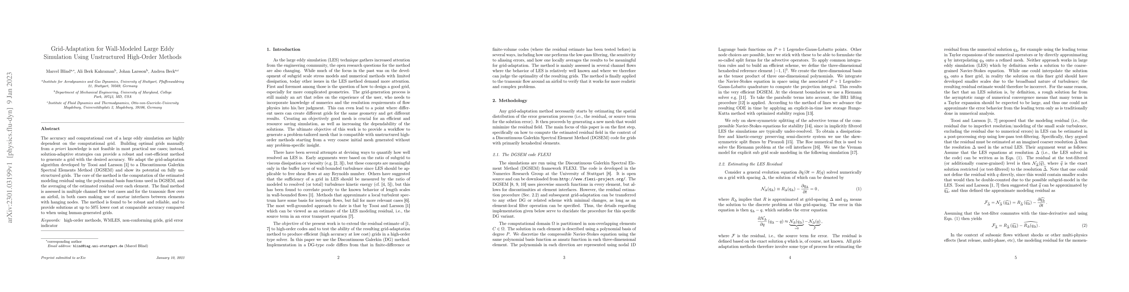 Thumbnail for Grid-Adaptation for Wall-Modeled Large Eddy Simulation Using
  Unstructured High-Order Methods