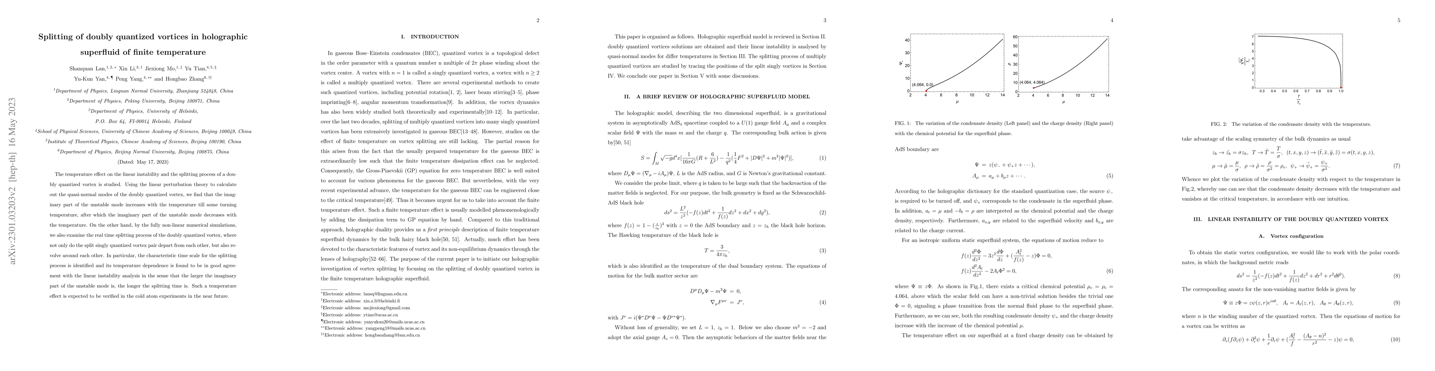 Thumbnail for Splitting of doubly quantized vortices in holographic superfluid of
  finite temperature